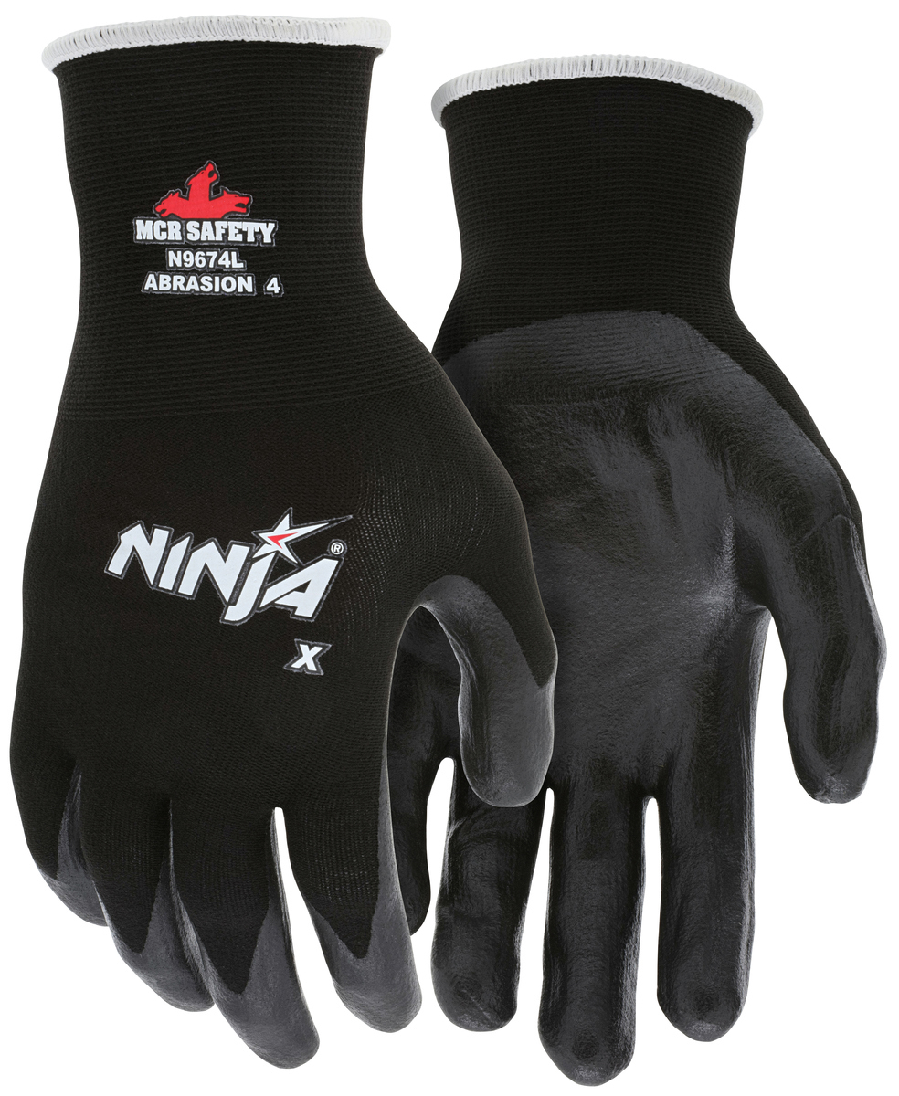Ninja x Bi-Polymer Coated Gloves, Large, Black, Pair